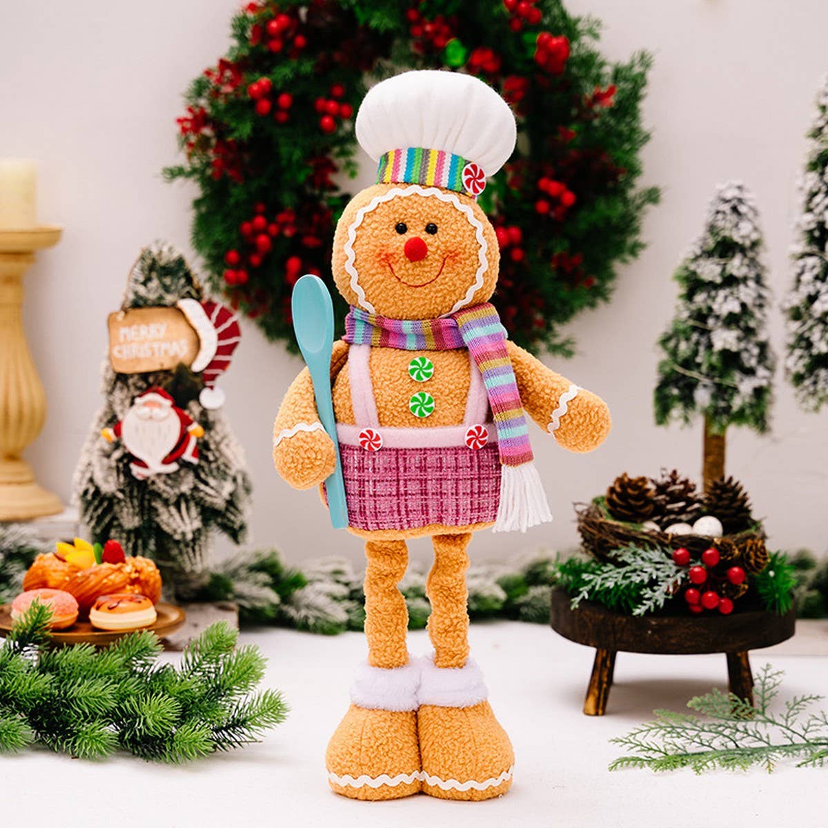 CWMM10290_CHRISTMAS STRETCH GINGERBREAD DOLL PLUSH DECOR