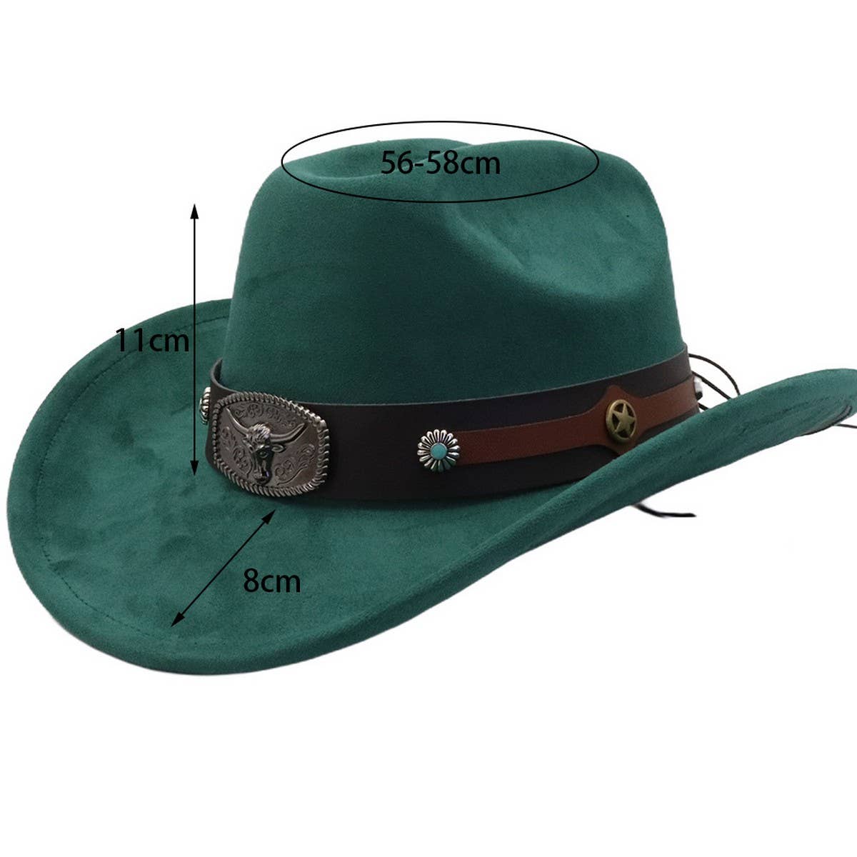 Unisex Suede Cowboy Fedora Hat Ethnic Design_CWAH04503