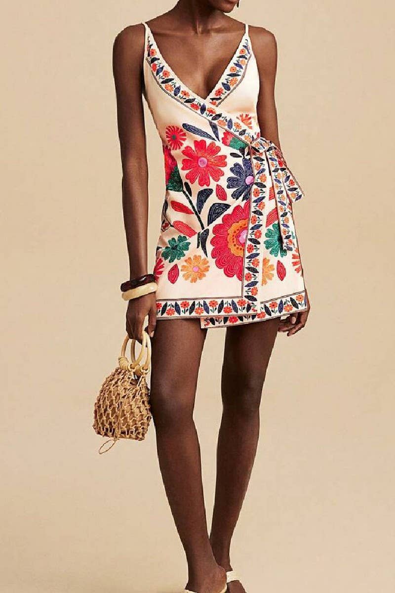 CWDSD10503_CASUAL V NECK TIE STRAP VACATION SLIP DRESS