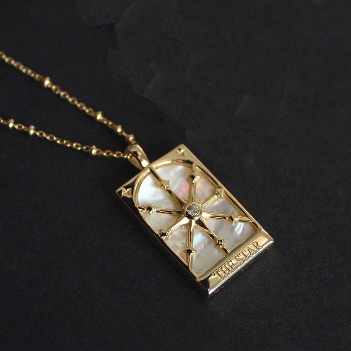 Personalized retro star and moon necklace_CWMM5315