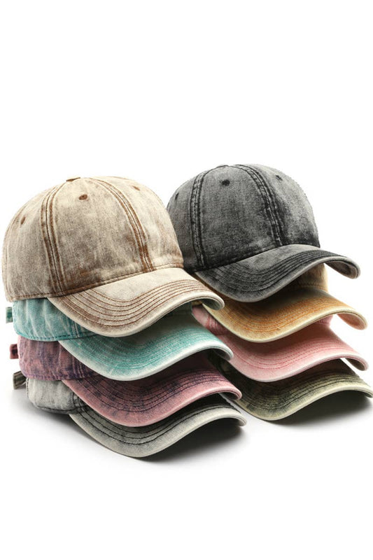 Washed Denim Solid Baseball Cap Street Style_CWAH0527