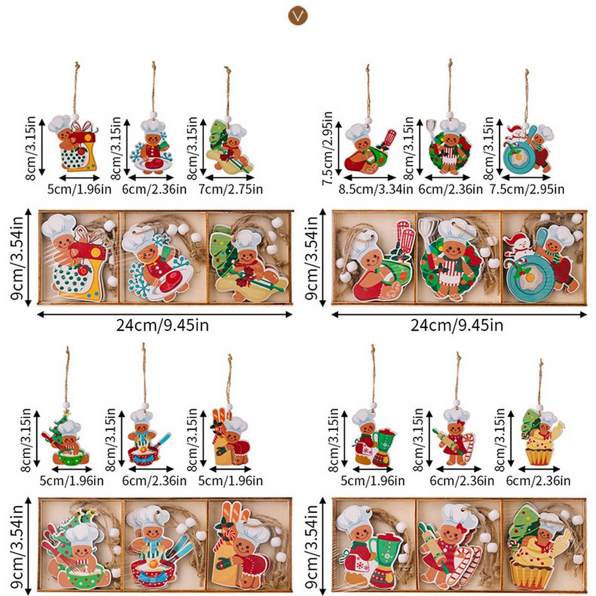 CWMM10287_CHRISTMAS WOODEN GINGERBREAD ORNAMENTS SET