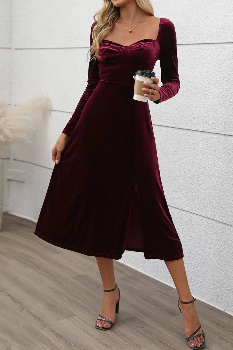 CWDMD4819_AUTUMN AND WINTER TEMPERAMENT DRESS WITH SLITS