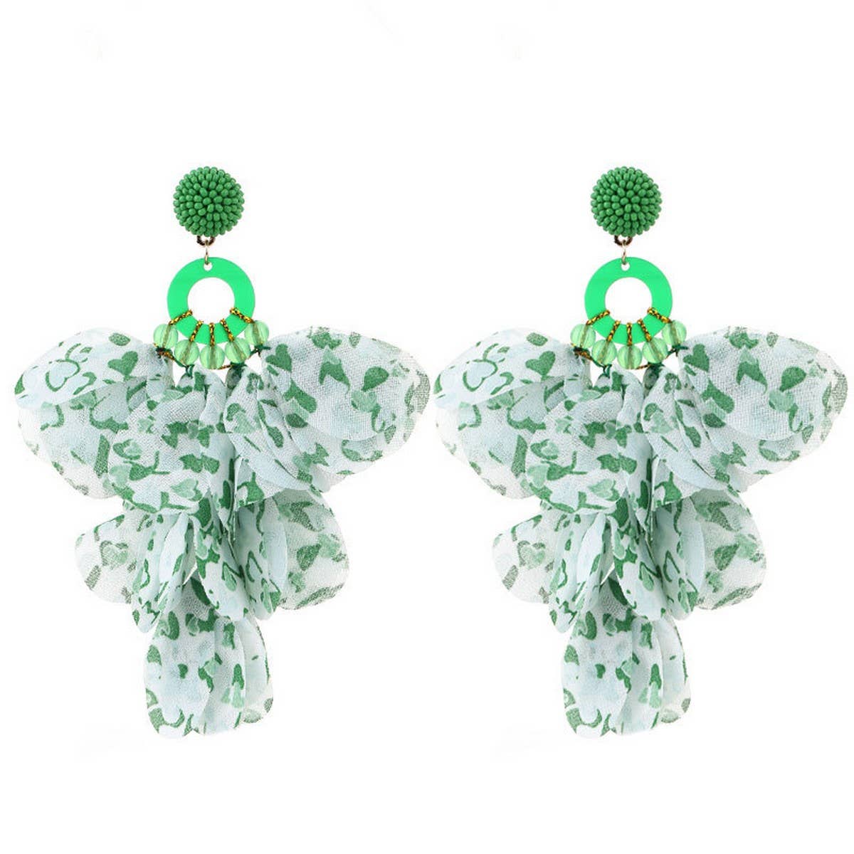 Handmade Floral Tassel Earrings Long Bold Design