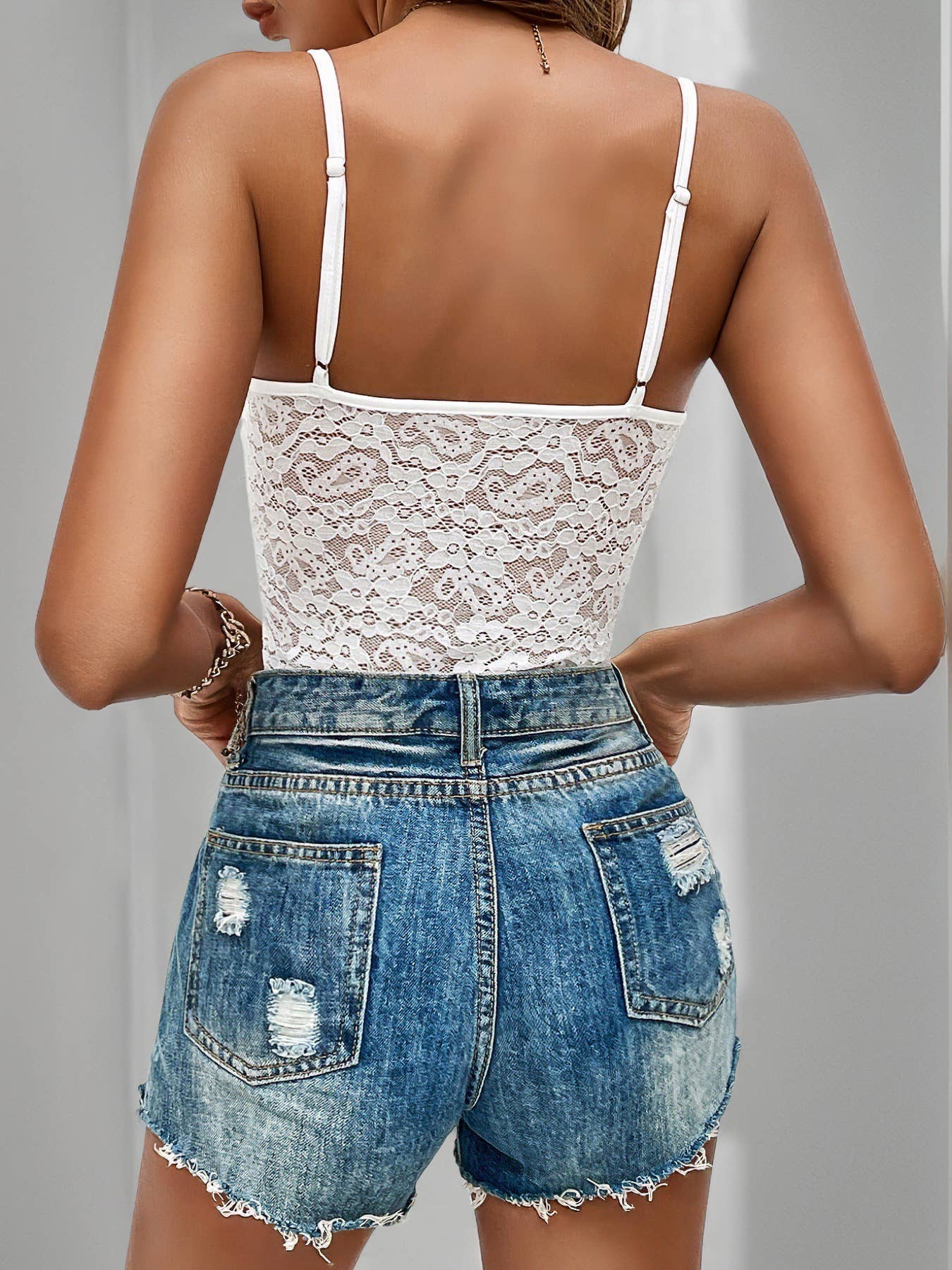 Sleeveless breast cup fishbone strap jumpsuit