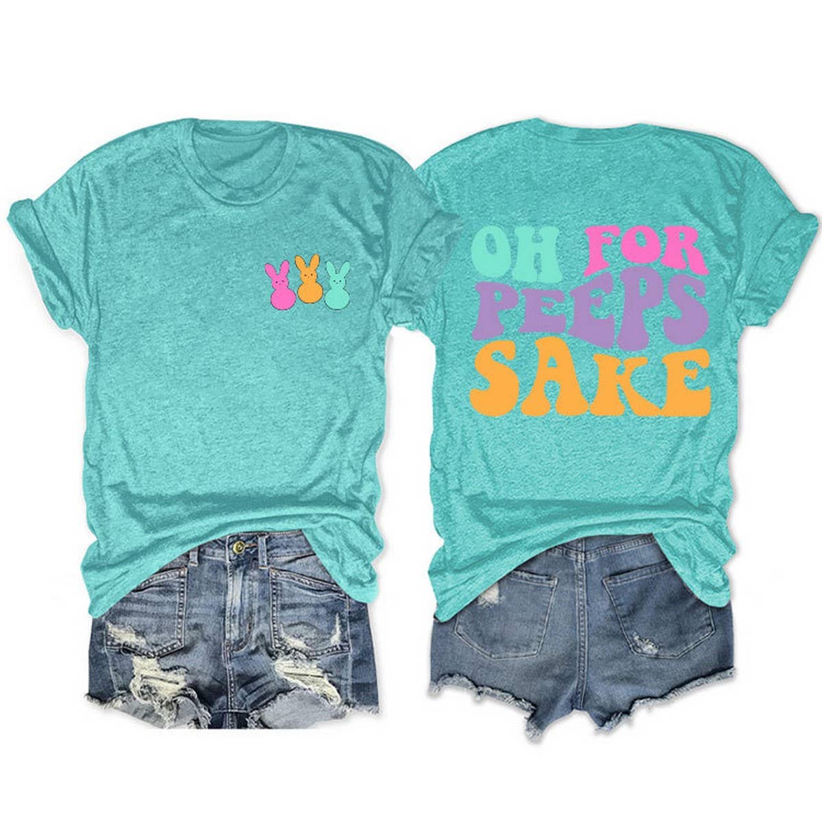 EASTER ALPHABET PRINT ROUND NECK SHORT SLEEVE TEES_CWTTS0809