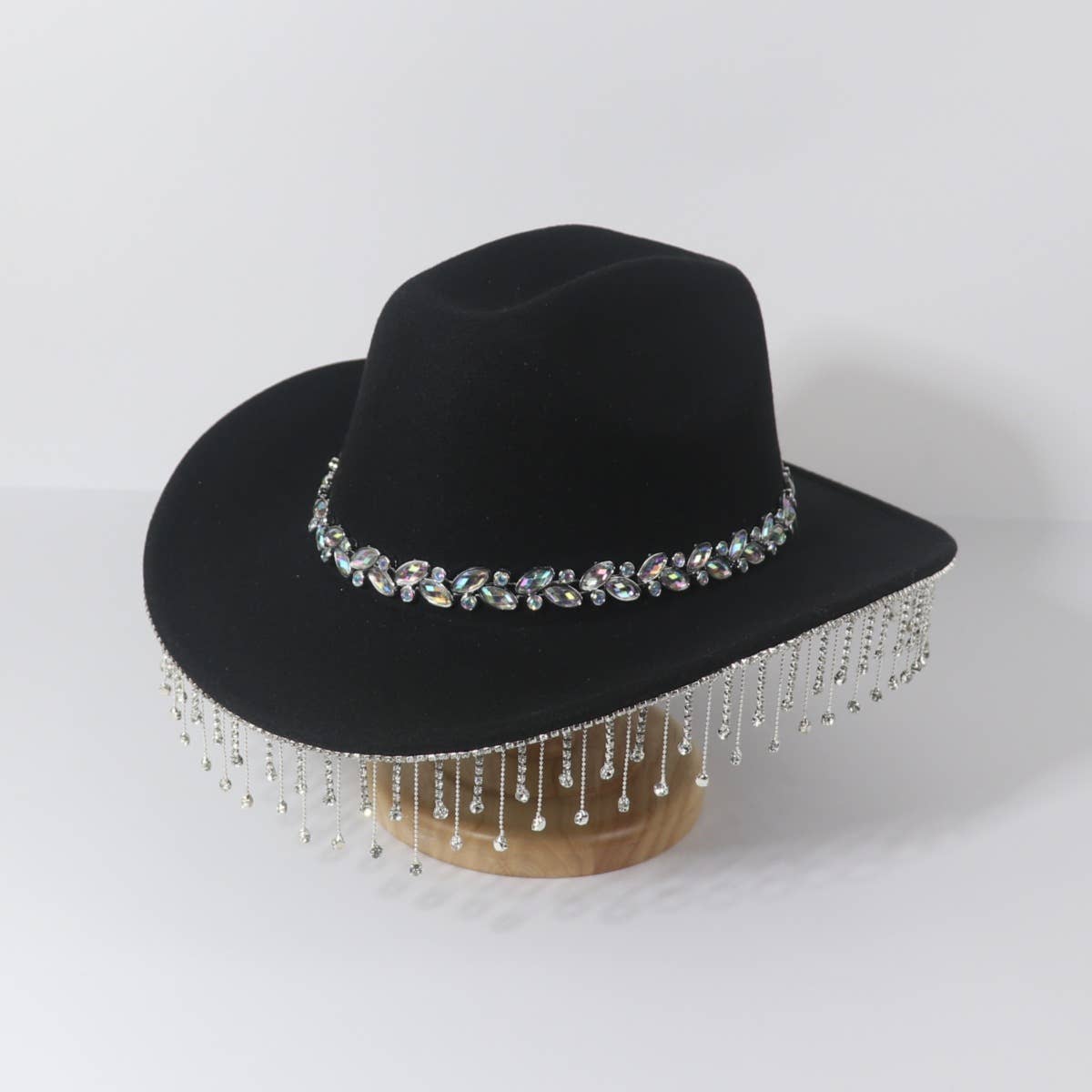 Western Rhinestone Pearl Fringe Cowboy Hat_CWAH3643