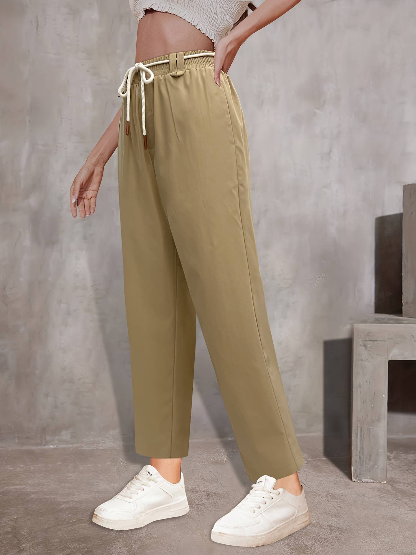 Harlan Casual waist rope smoke pipe pants