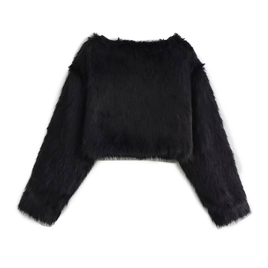 Fashion simple woolen long-sleeved sweatshirt