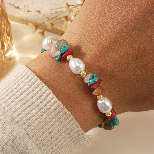 IMITATION PEARL SEMI-PRECIOUS STONE BRACELET