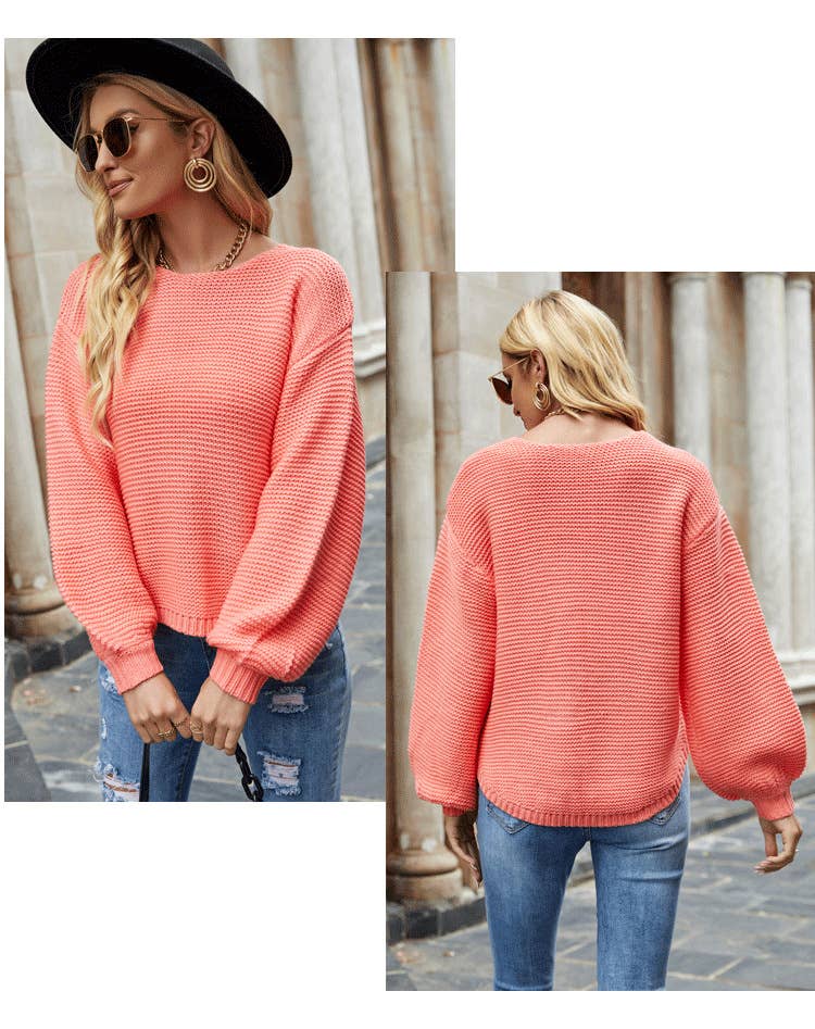 Slouchy crew neck pullover scarf sweater