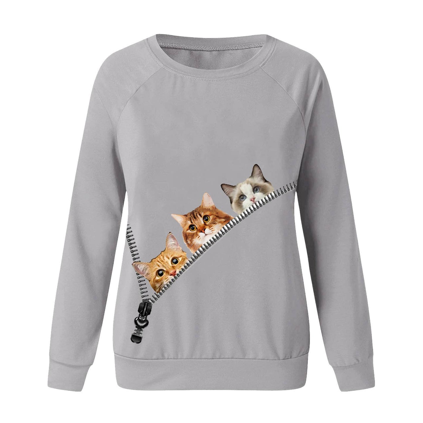 Kitty-print fashion turtle-neck hoodie