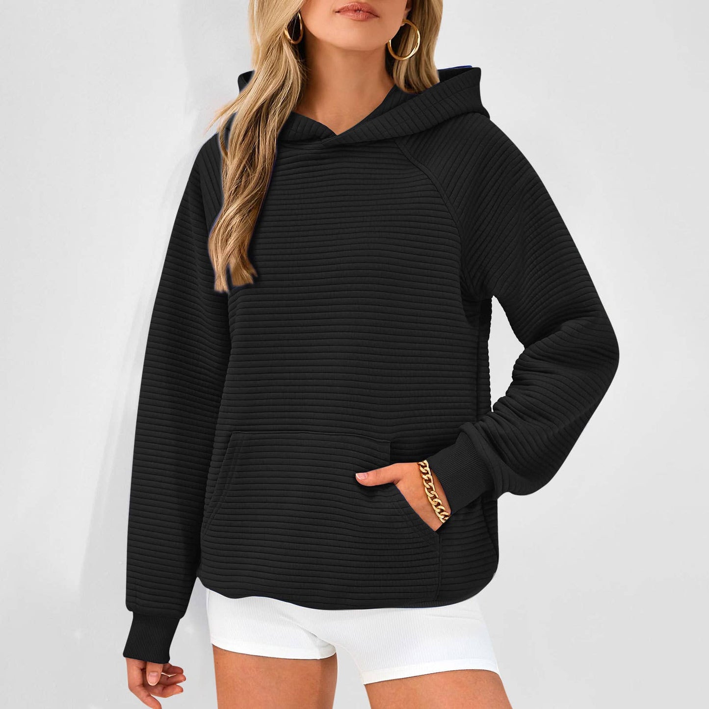 FASHION SPORTS LONG SLEEVE POCKET HOODED JUMPER