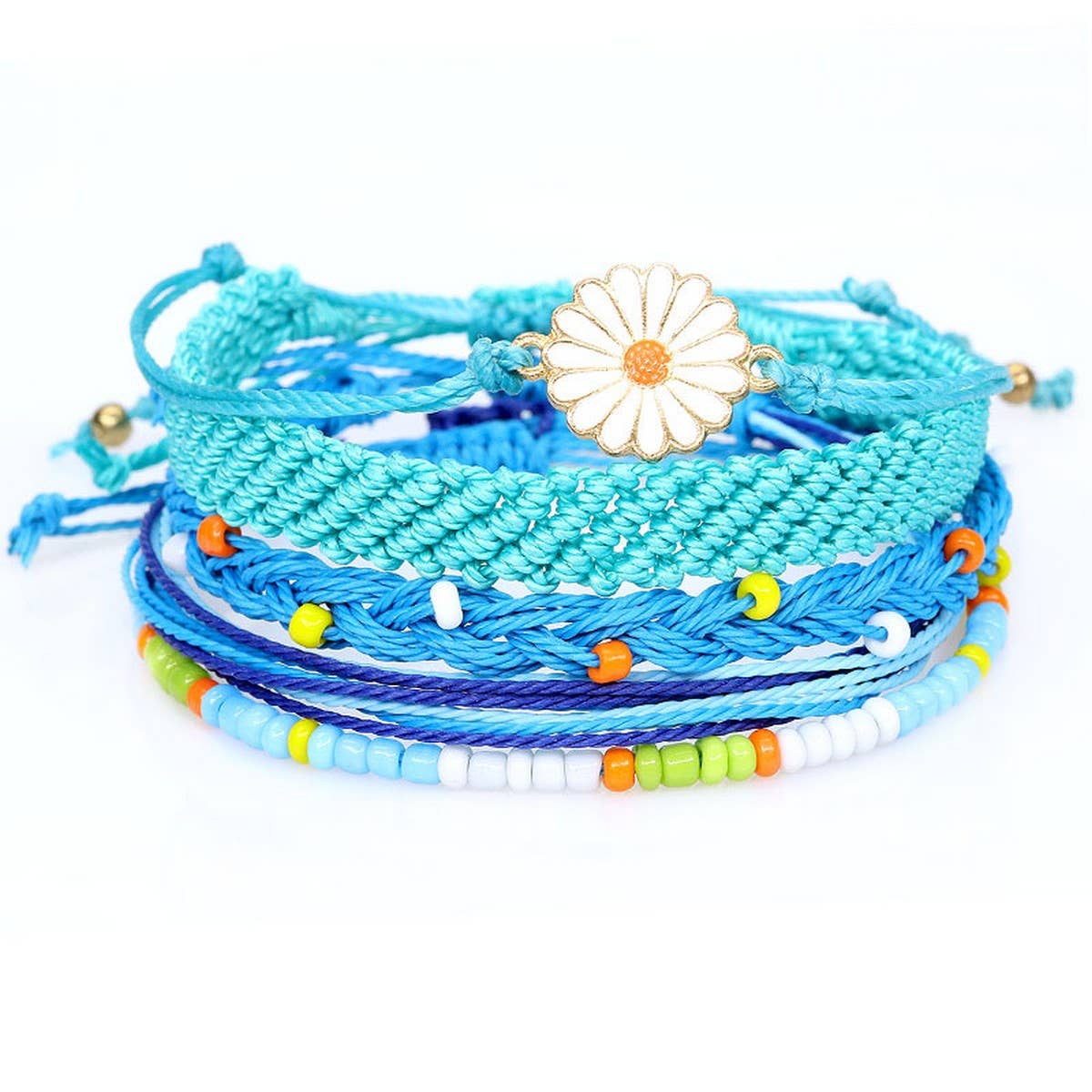 SUNFLOWER DAISY MIXED COLOR WOVEN BRACELET