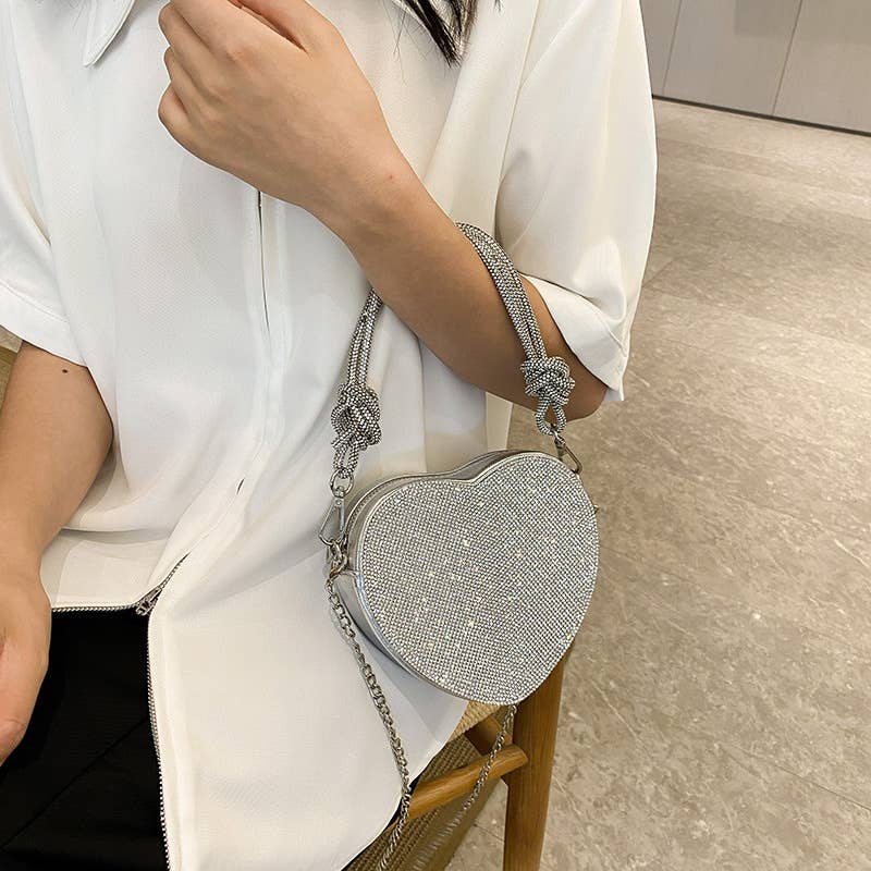 Diamond-encrusted retro hand-held crossbody bag