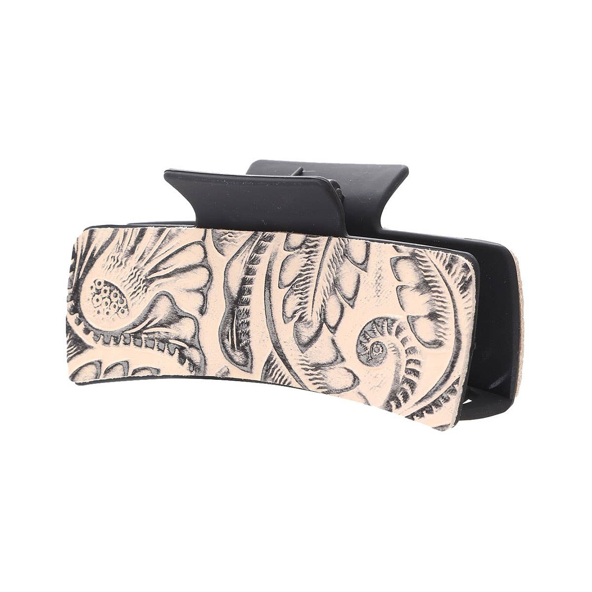 leather solid color printed textured hair claws