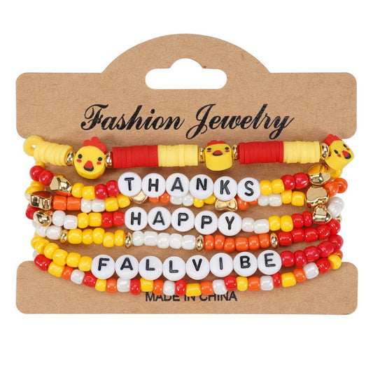 CWAJE05697_THANKSGIVING PUMPKIN MAPLE LEAF TURKEY BRACELET