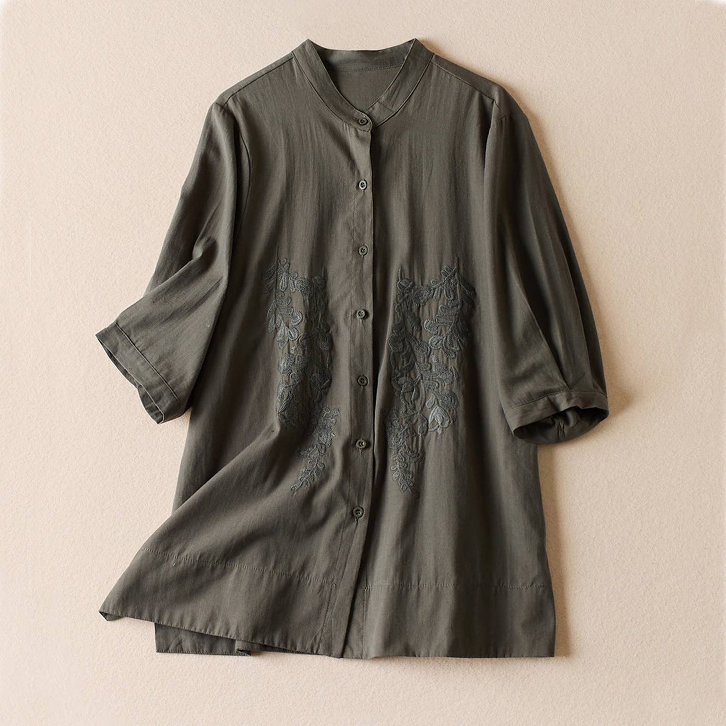 EMBROIDERED LOOSE SLIMMING SHIRT