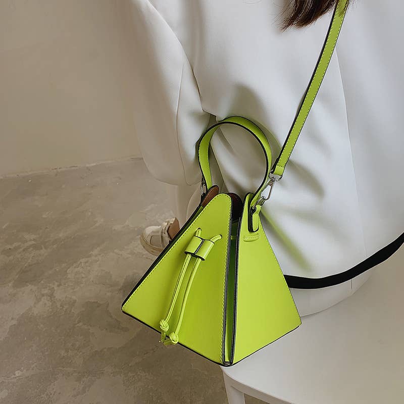 Candy-colored hand-held crossbody triangular bag