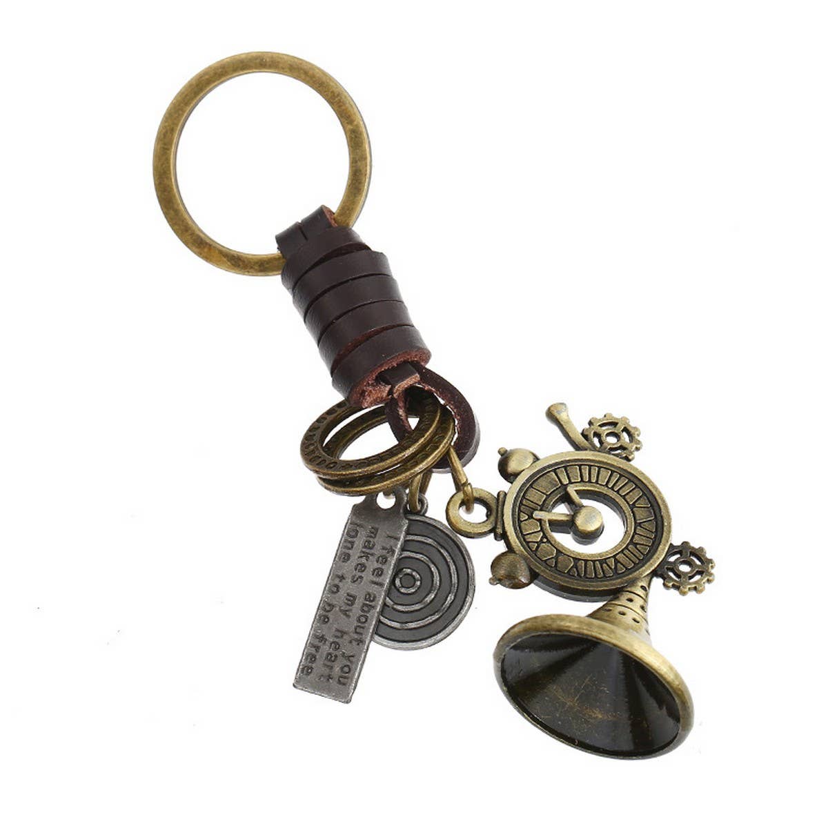 HAND-WOVEN CAR PENDANT HORN COWHIDE KEYCHAIN