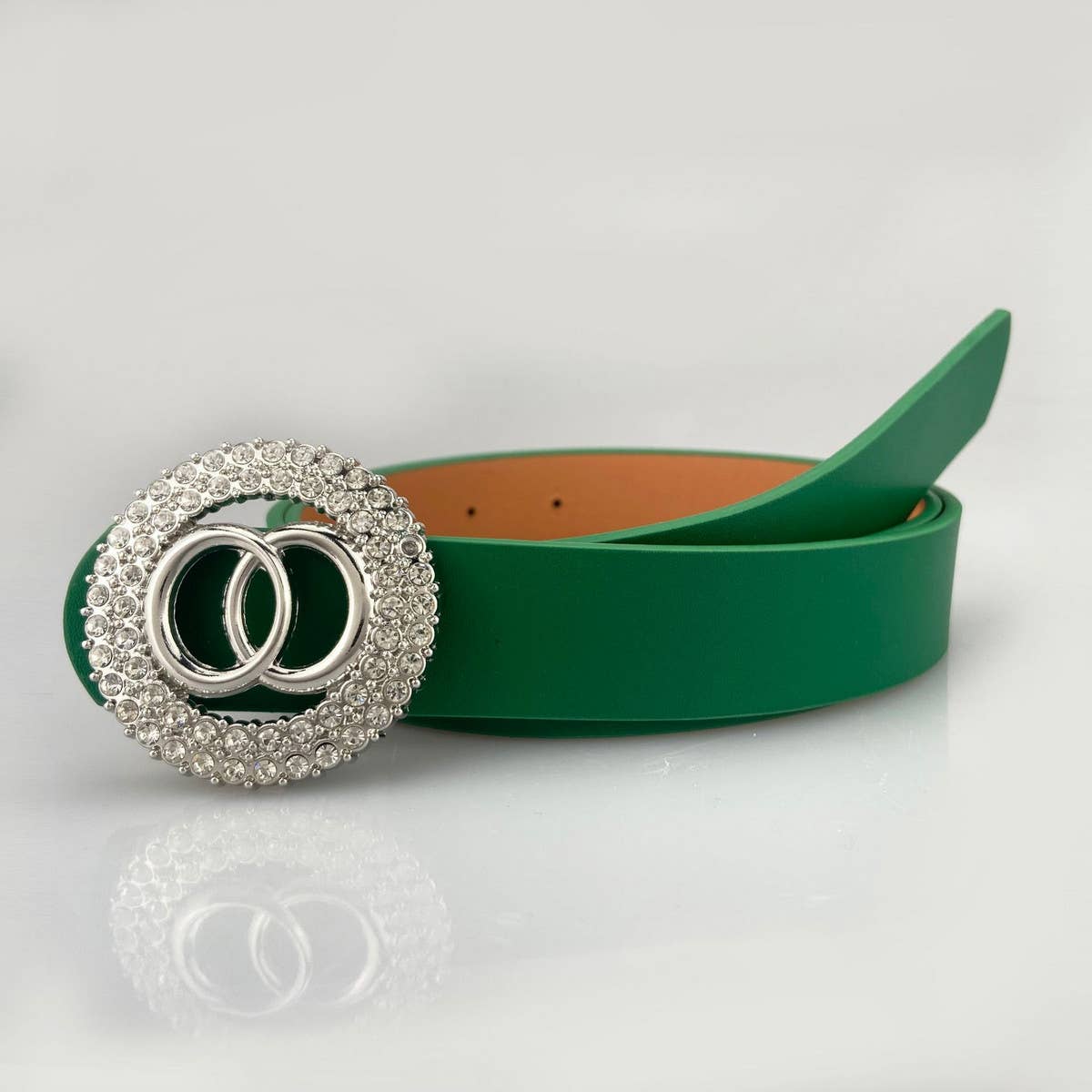 FASHION DOUBLE ROUND SMOOTH BUCKLE BELT_CWABE0128