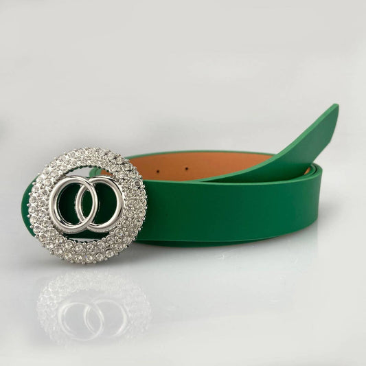 FASHION DOUBLE ROUND SMOOTH BUCKLE BELT_CWABE0128