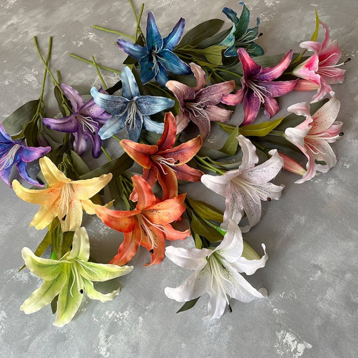 Vintage Autumn Artificial Lily with Bud and Bloom