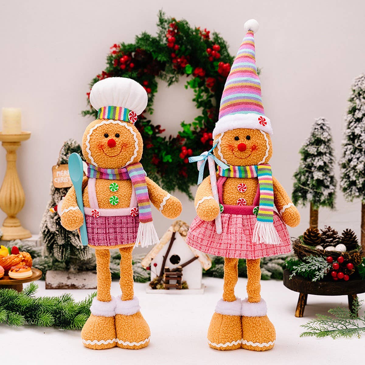 CWMM10290_CHRISTMAS STRETCH GINGERBREAD DOLL PLUSH DECOR