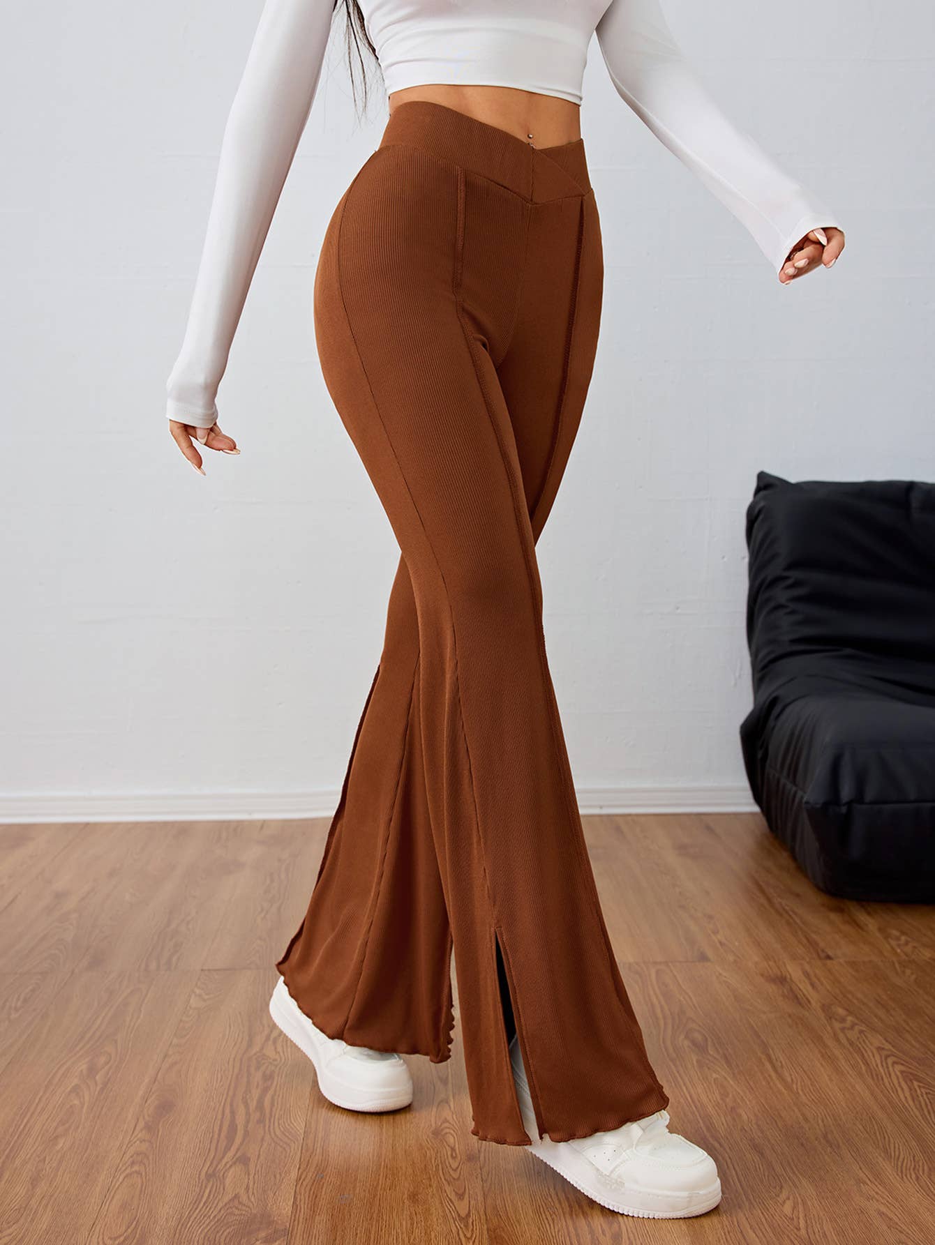 CASUAL ELASTIC-WAIST SLIMMING WIDE-LEG PANTS