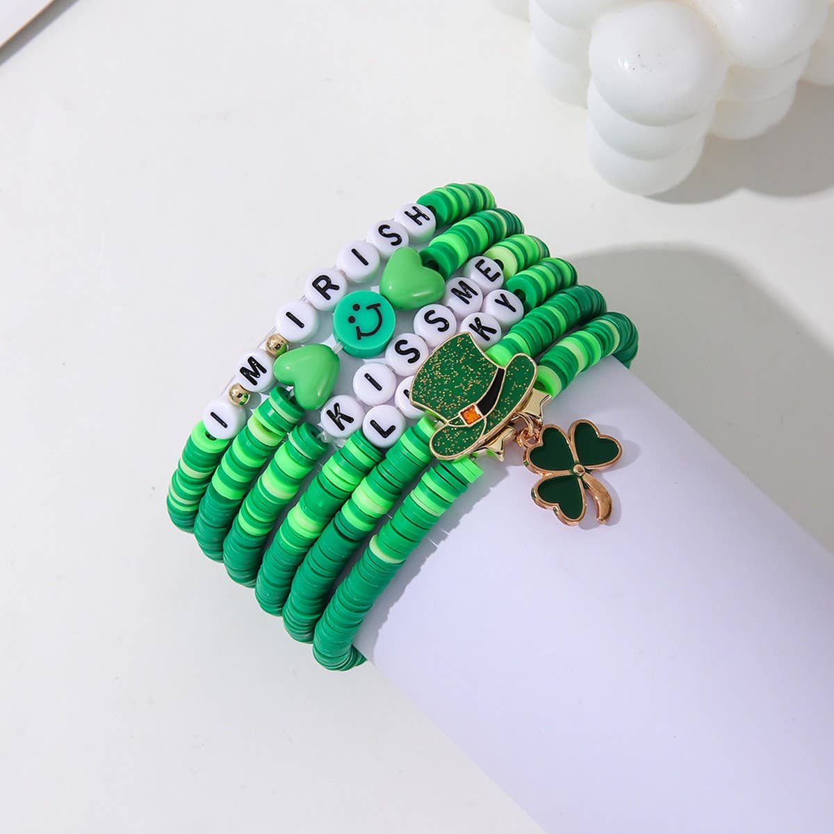 ST. PATRICK'S DAY SHAMROCK CHARM BRACELET SET_CWMM3502