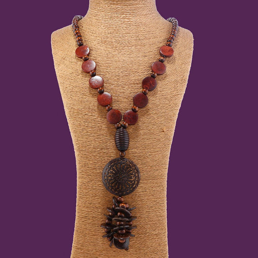 COCONUT SHELL WOOD MULTI-LAYER NECKLACE