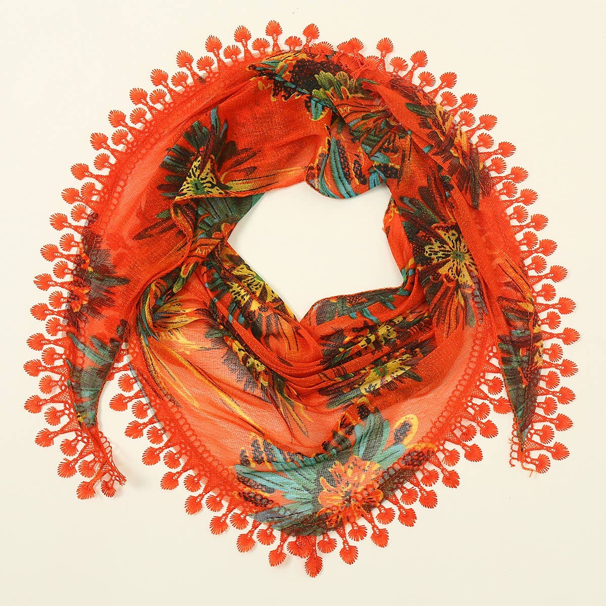 NEW LIGHT LUXURY LACE TRIANGLE SCARF SHAWL