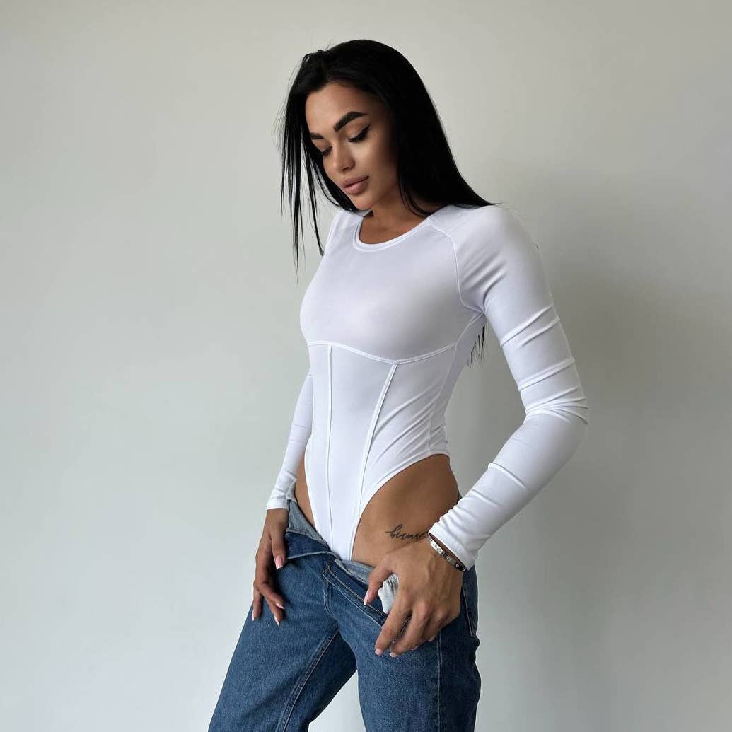 Sexy tight long-sleeved base jumpsuit