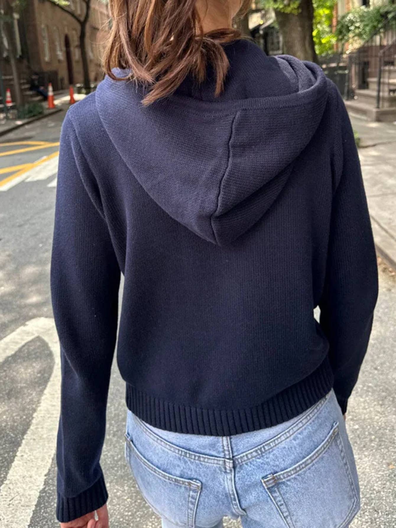 Fashion long-sleeved solid-color hoodie jacket