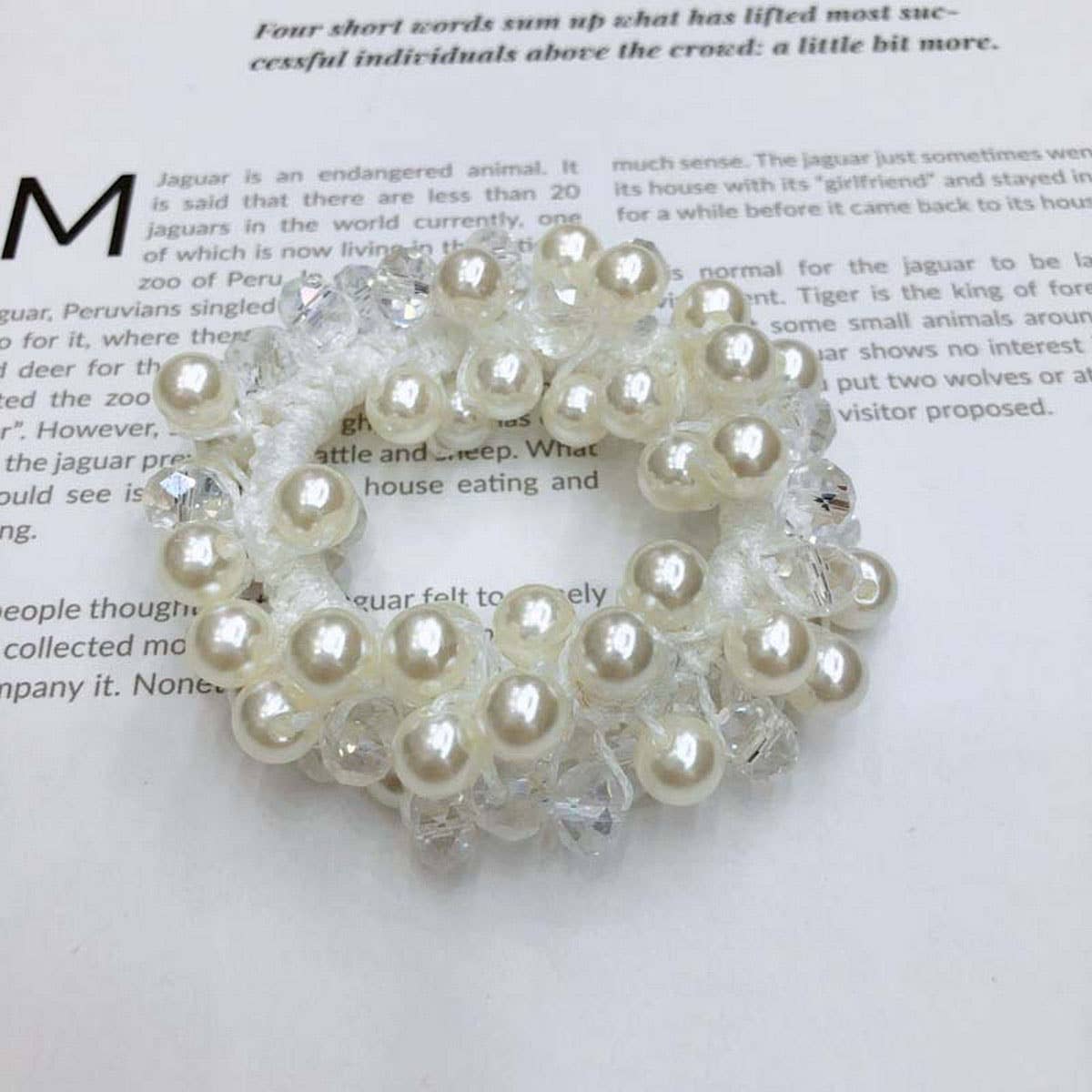 Boho Crystal Pearl Beaded Hair Tie Cute Girl Band_CWAHA6779