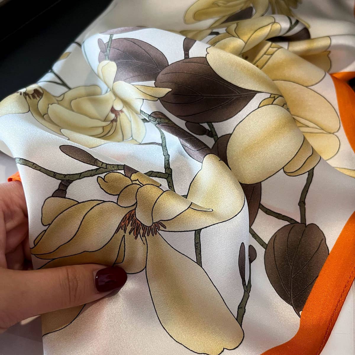 Floral Twill Scarf for Women ? Square & Versatile