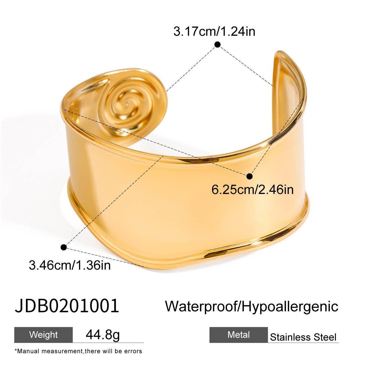 Stylish 18K Gold Spiral Open Bangle, No Fade_CWAJE4724