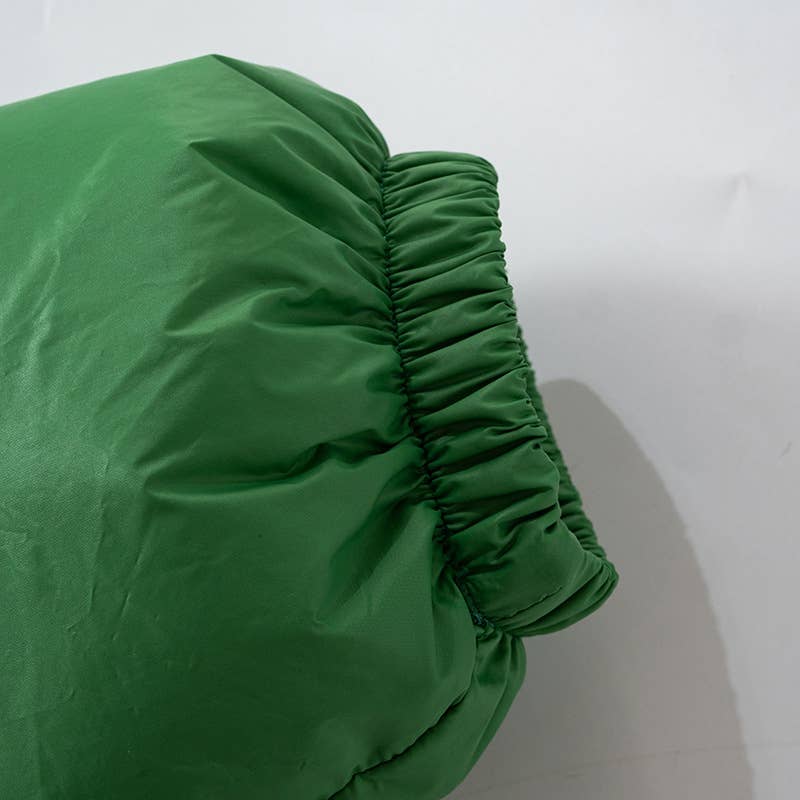 SOLID COLOR ROUND NECK ZIPPER POCKET BREAD JACKET