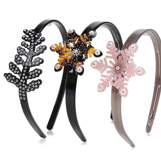 CHRISTMAS HEADBAND WITH DIAMOND AND PEARL HAIRPIN