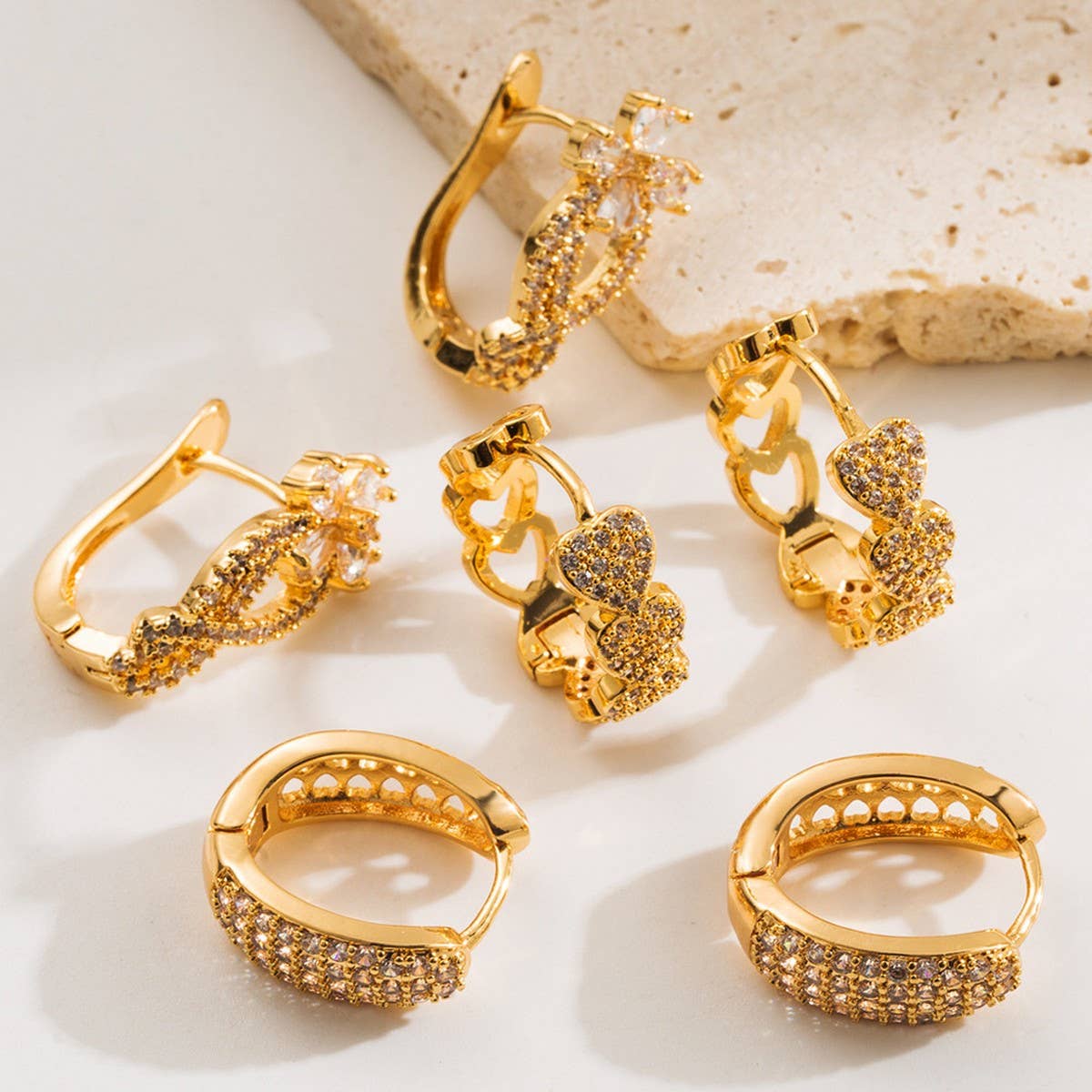 Geometric  Gold-Plated Hoop Earrings Elegant Style