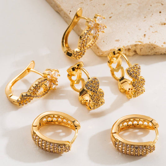 Geometric  Gold-Plated Hoop Earrings Elegant Style