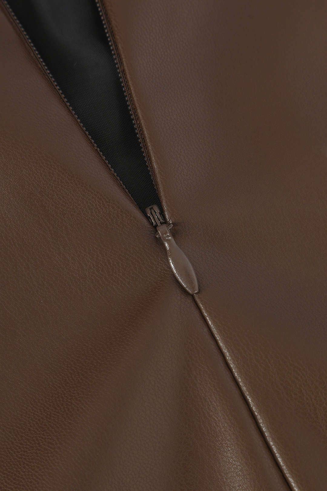 PU SPLIT LEATHER SKIRT HIGH WAIST ZIPPER SKIRT