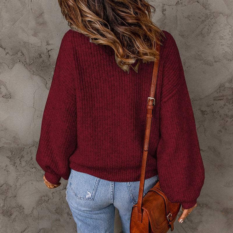 TURTLENECK SOLID COLOR PULLOVER SWEATER