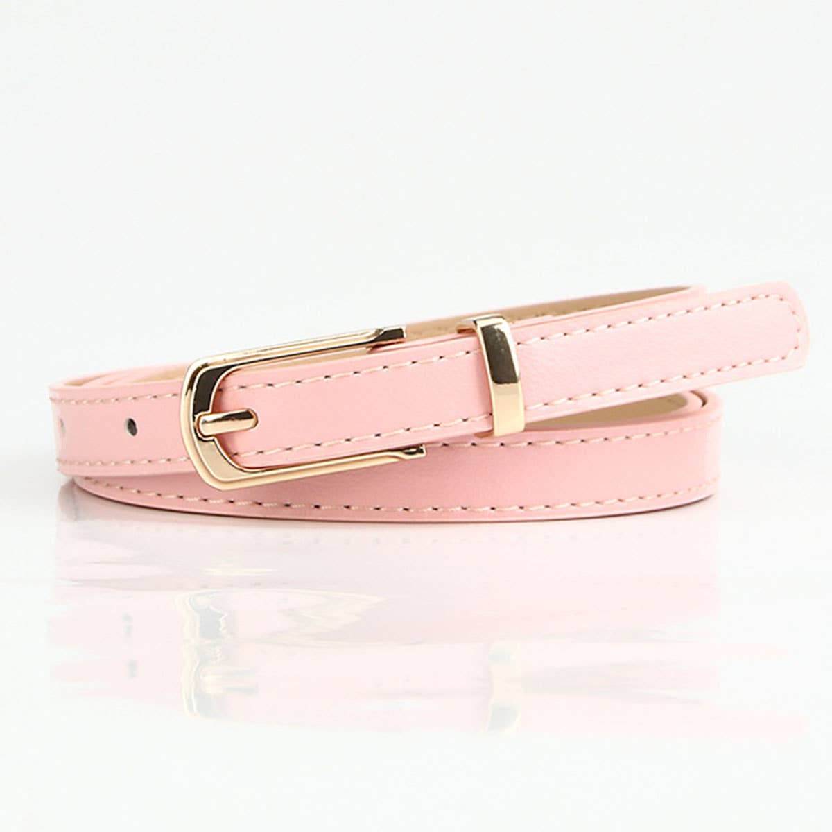 Multi-color alloy pin buckle thin waist belt