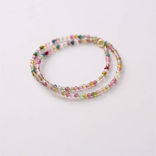 Double-layer fine rainbow tourmaline bracelet