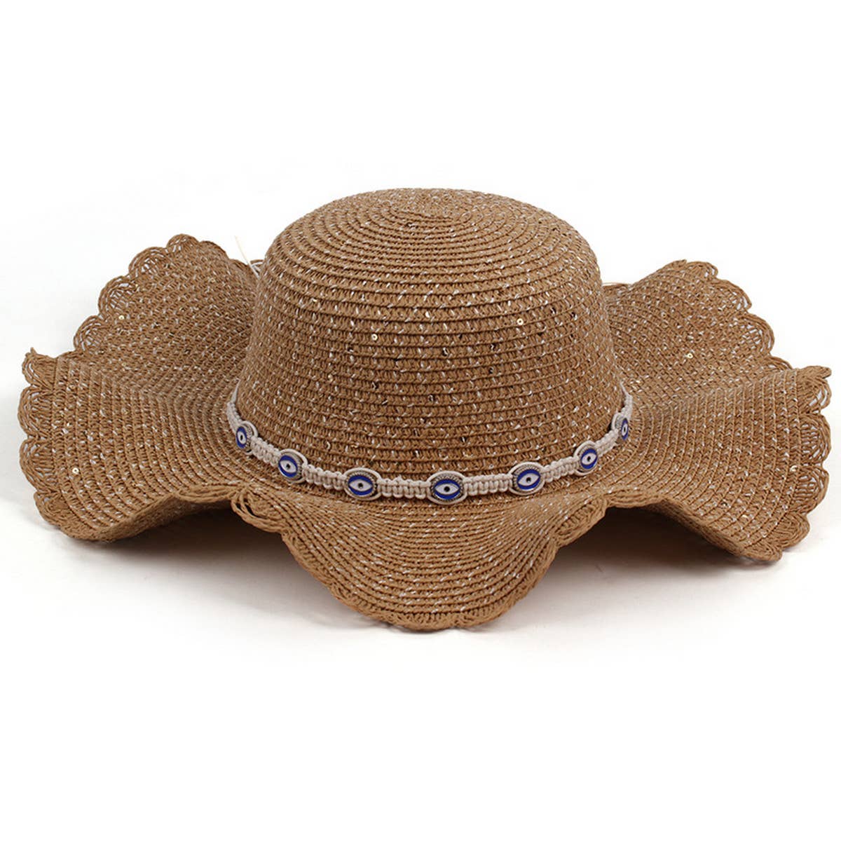 WOMEN CASUAL VISOR DOME WAVE BRIM STRAW HAT_CWAH1197