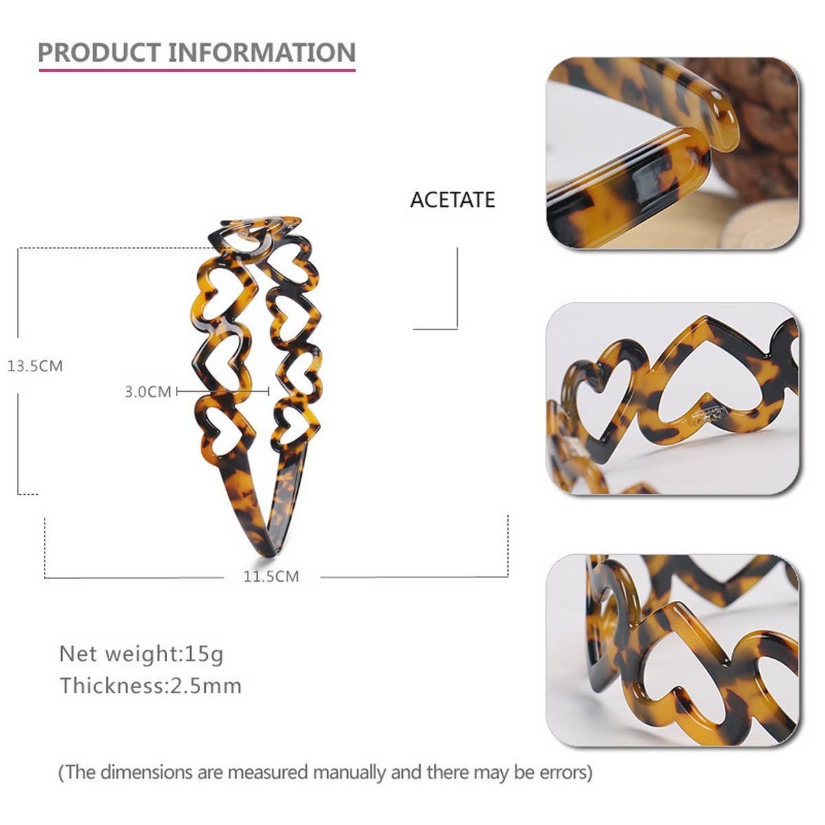 TORTOISESHELL SIMPLE ACETATE HEADBAND HAIRPIN