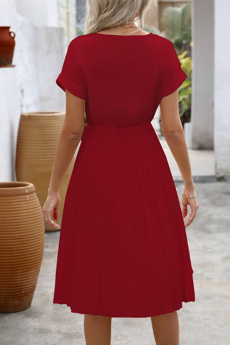 CWDMD5375_SOLID COLOR LOOSE FIT A-LINE DRESS