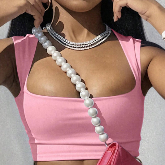 Skintight super-short revealing sexy tank top