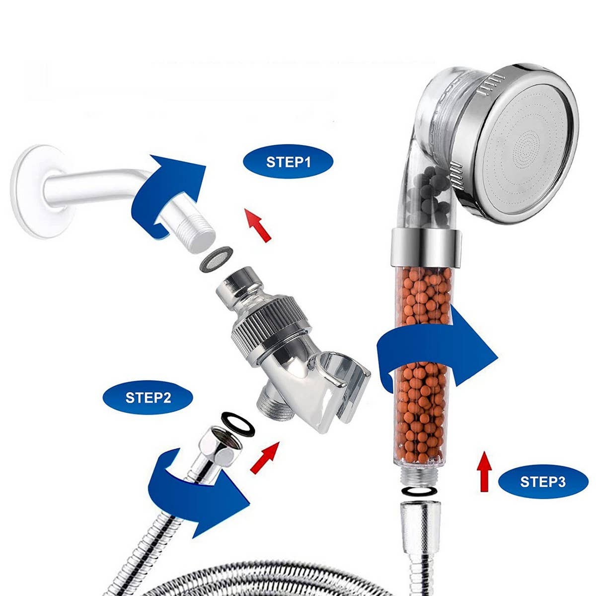 NEGATIVE ION BOOSTER ADJUSTABLE SHOWER SET